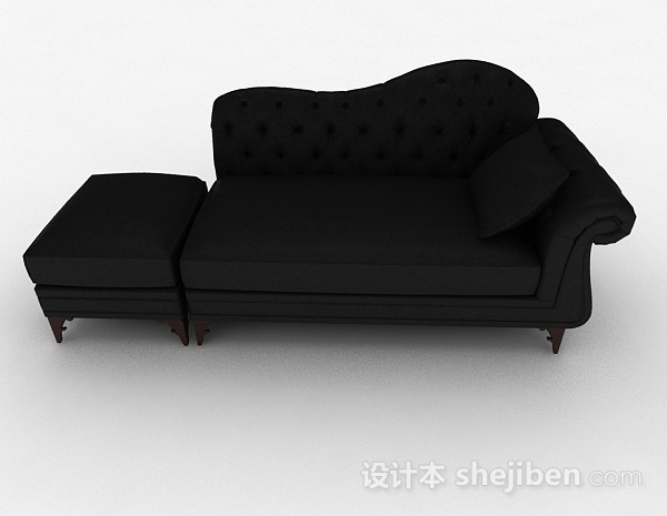 欧式风格欧式黑色多人沙发3d模型下载