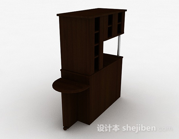 设计本棕色木质客厅展示柜3d模型下载