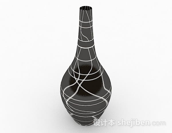 设计本黑色花纹陶瓷摆件3d模型下载