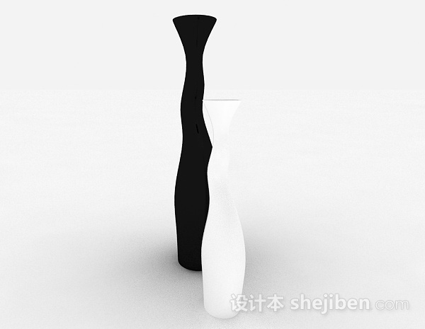 设计本黑白色陶瓷花瓶3d模型下载