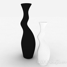 黑白色陶瓷花瓶3d模型下载