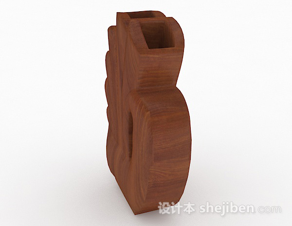 免费棕色木质雕刻摆设品3d模型下载