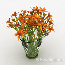 橙色花卉家具摆设品3d模型下载