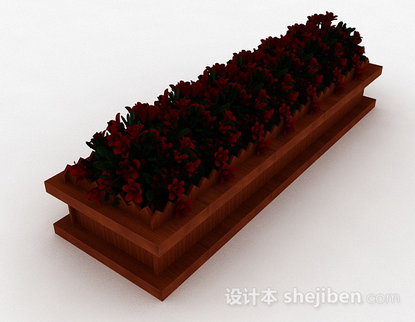 设计本木质院落盆栽3d模型下载