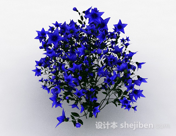 免费蓝色五角状花朵花卉3d模型下载
