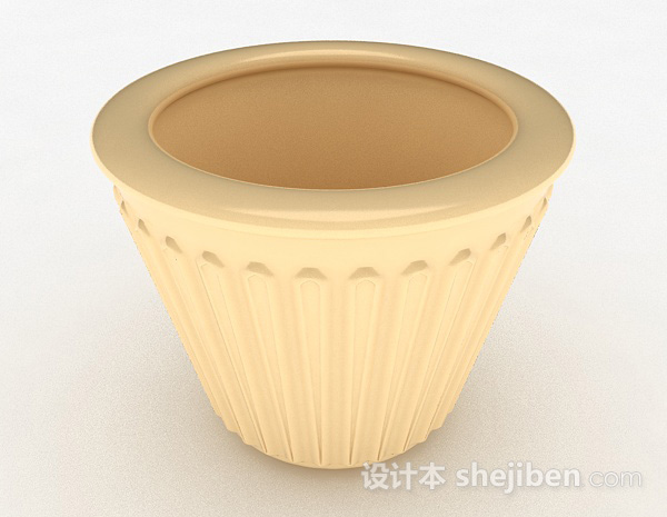 设计本圆形陶瓷花钵3d模型下载