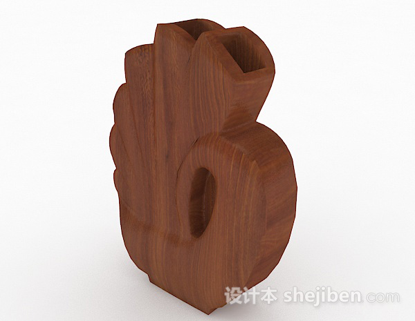 现代风格棕色木质雕刻摆设品3d模型下载