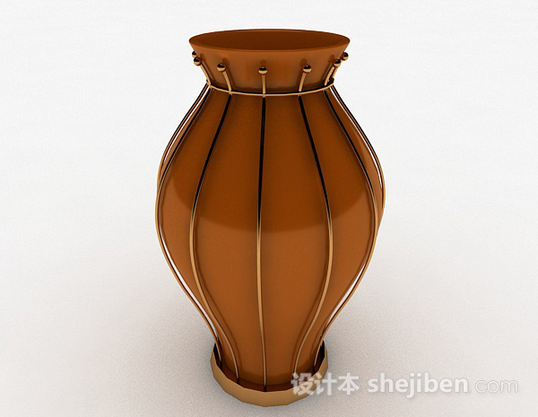 棕色大肚陶瓷花瓶