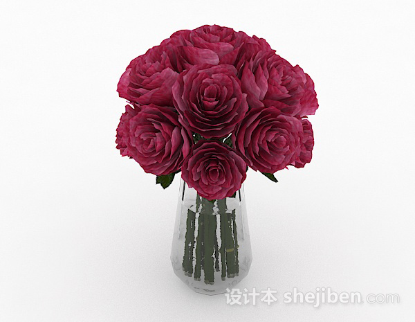 免费红色花朵家居花卉摆设品3d模型下载