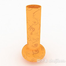 黄色陶瓷花瓶3d模型下载