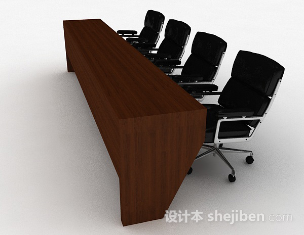 设计本简约办公桌椅组合3d模型下载