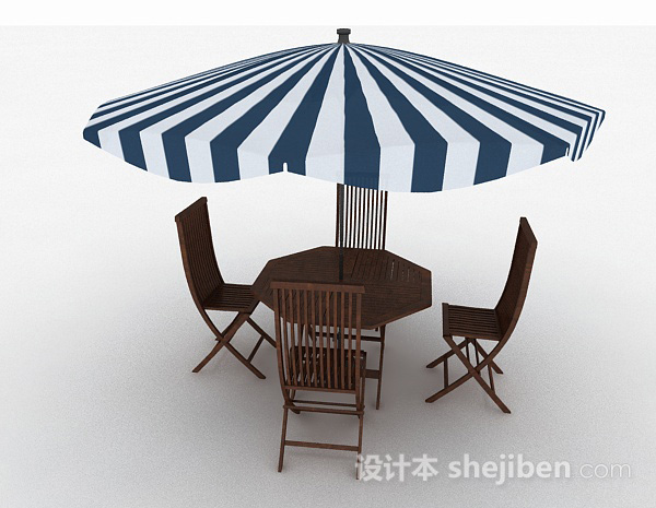 免费休闲木质室外餐桌椅3d模型下载