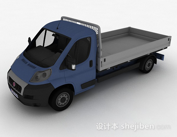 免费蓝色拉货车3d模型下载