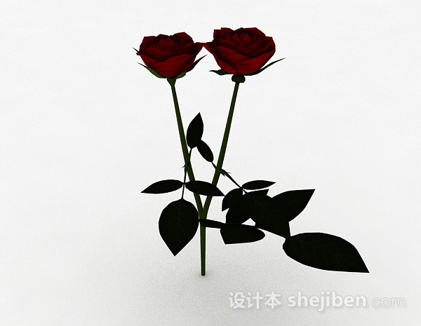 免费红色玫瑰3d模型下载