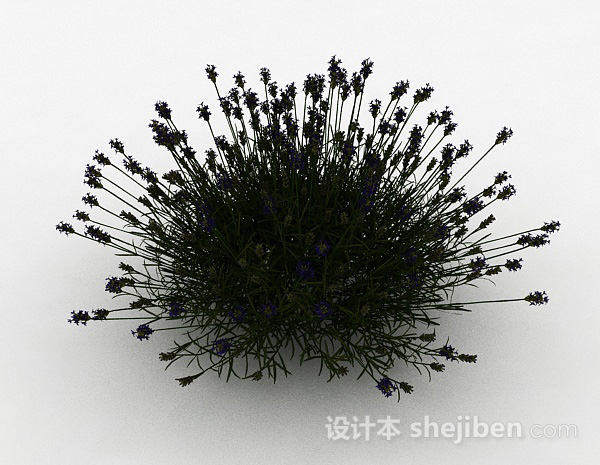 现代风格紫色花朵草丛3d模型下载