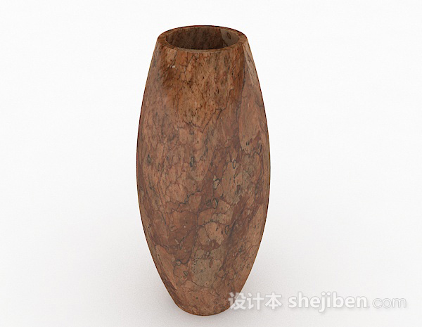 设计本仿石花纹椭圆状花瓶3d模型下载