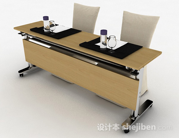 免费现代风格双人桌椅组合3d模型下载