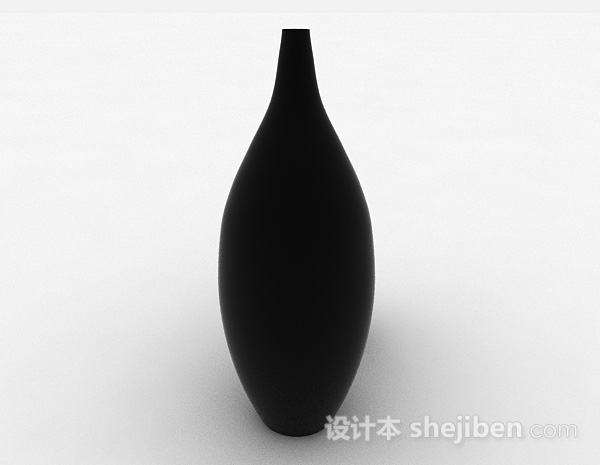 免费现代风格黑色大肚瓷器瓶3d模型下载