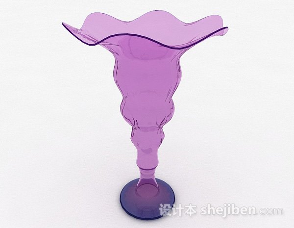 免费紫色广口玻璃花瓶3d模型下载