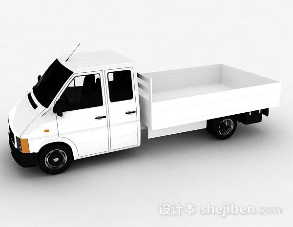 免费白色货车3d模型下载