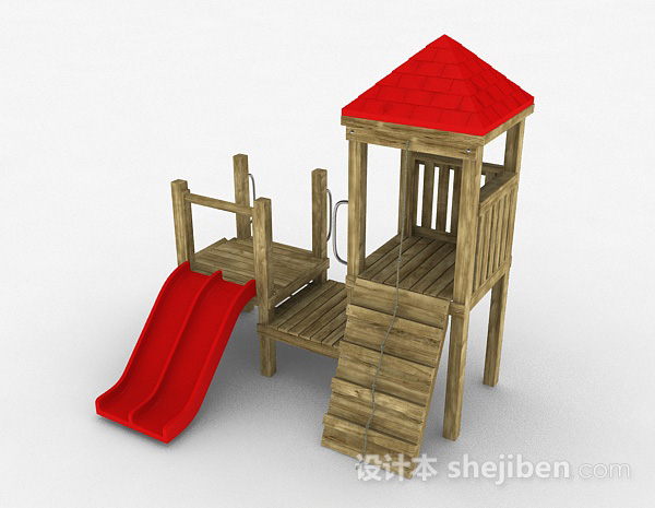 现代风格室外公园红色滑滑梯3d模型下载
