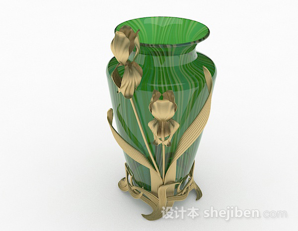 欧式风格绿色玻璃造型广口瓶3d模型下载
