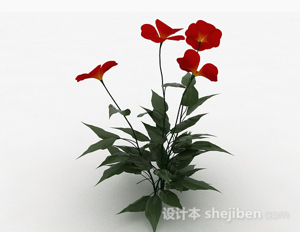 免费红色花朵3d模型下载