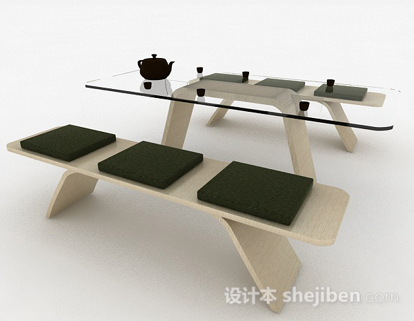 设计本简约餐桌椅组合3d模型下载