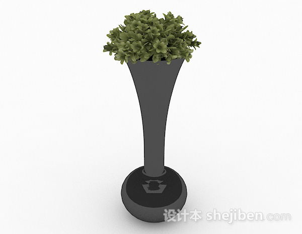 现代风格黑色喇叭状长颈花瓶3d模型下载