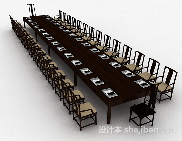 设计本现代风格大型会议桌椅组合3d模型下载