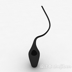黑色陶瓷造型细口花瓶3d模型下载