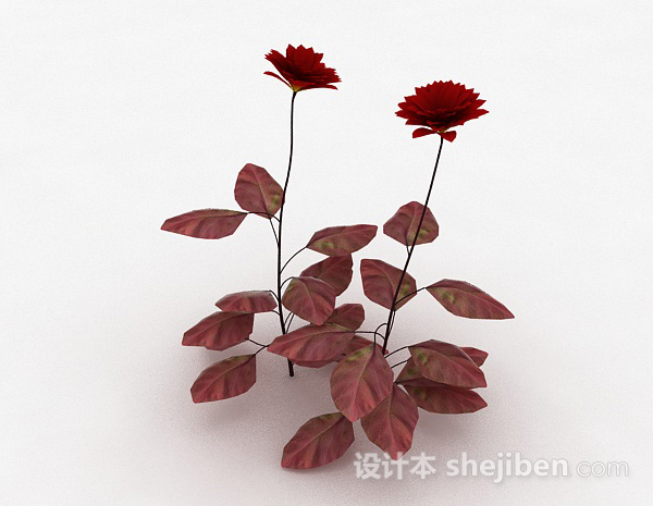 现代风格红色花朵3d模型下载
