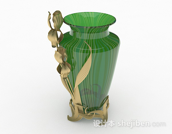 免费绿色玻璃造型广口瓶3d模型下载