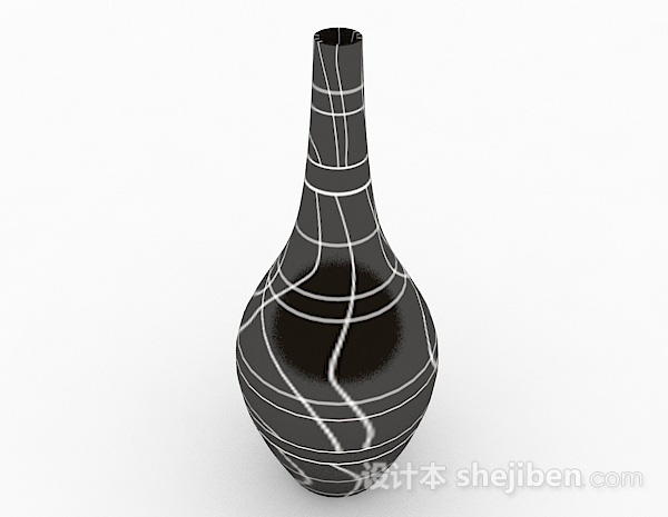 免费黑色花纹陶瓷摆件3d模型下载