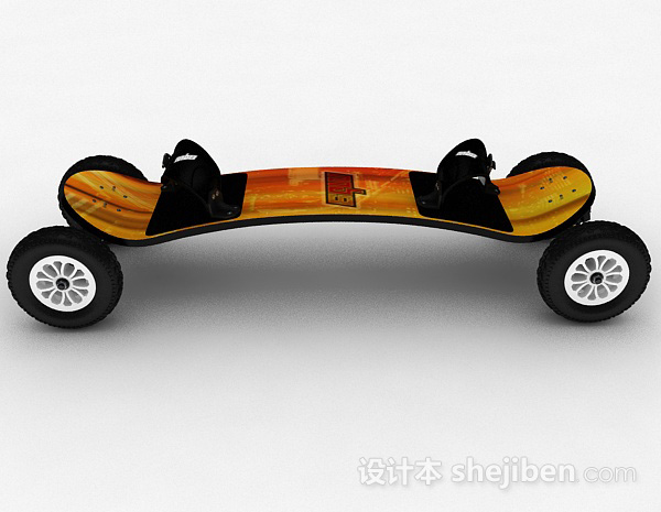 免费橙色四轮滑板3d模型下载