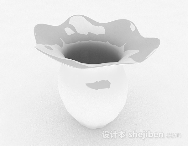 现代风格现代风格白色曲线瓷器瓶3d模型下载