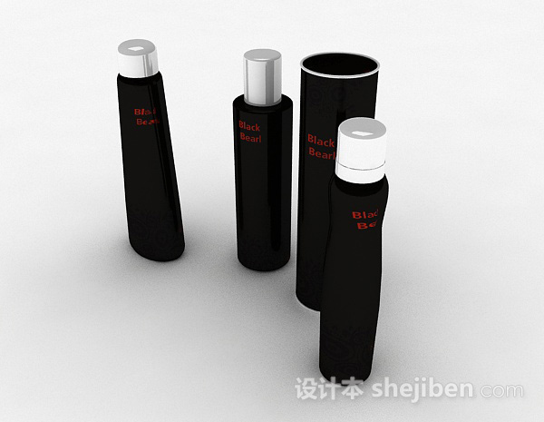 现代风格黑色瓶装护肤品3d模型下载