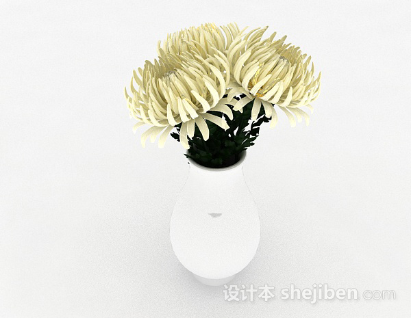 设计本白色菊花室内家居摆设品3d模型下载