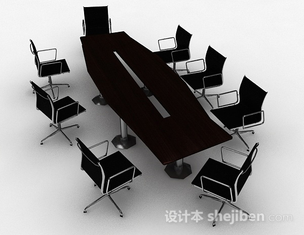 设计本会议桌椅组合3d模型下载