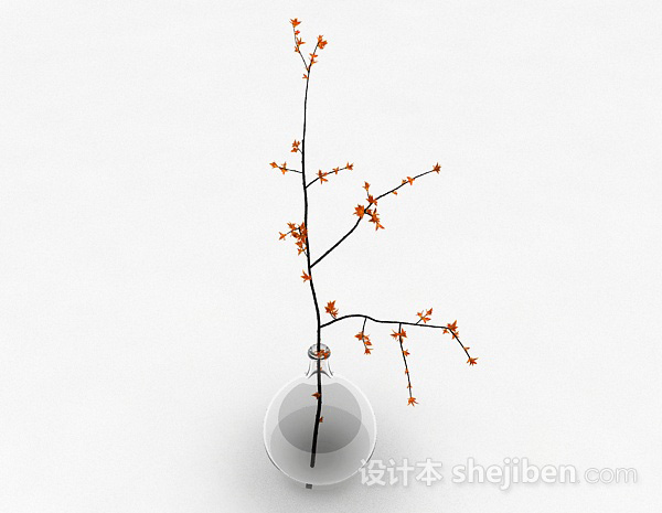 现代风格小口玻璃花瓶3d模型下载