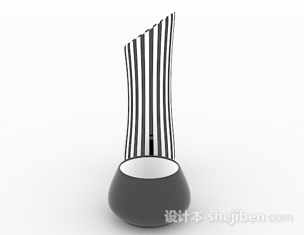 现代风格黑白条纹陶瓷摆件3d模型下载