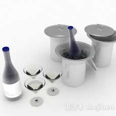 银色红酒冰镇桶3d模型下载