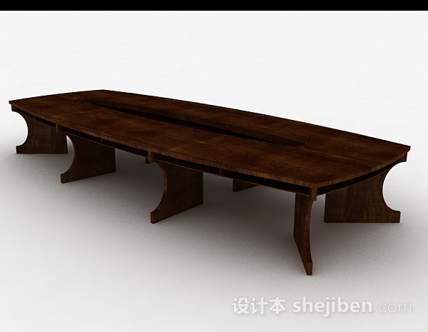 免费现代风格方形木质会议桌3d模型下载