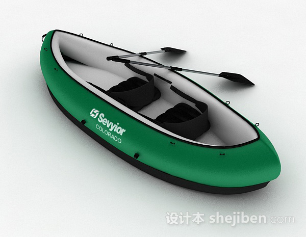 设计本绿色皮艇3d模型下载