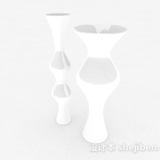 白色造型广口花瓶3d模型下载