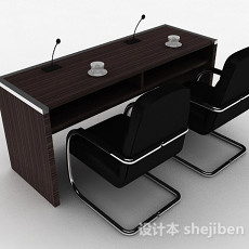 简约办公桌椅组合3d模型下载