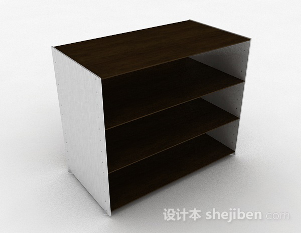现代风格棕色木质简约鞋柜3d模型下载