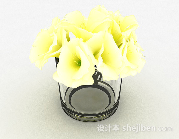现代风格明黄色花朵家居摆设品3d模型下载