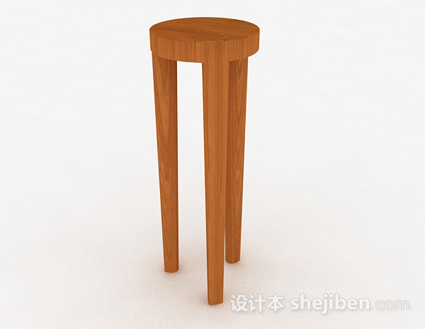 免费浅木色木质三脚椅3d模型下载