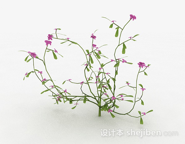 现代风格紫色花卉植物3d模型下载